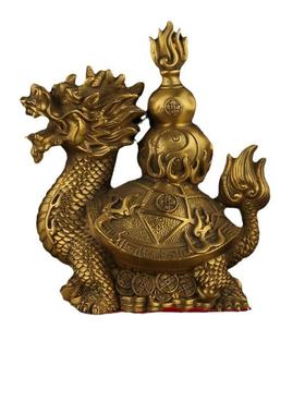 黄铜龙龟葫芦摆件火龙龟龟背铜葫芦家居办公室装饰福禄工艺品