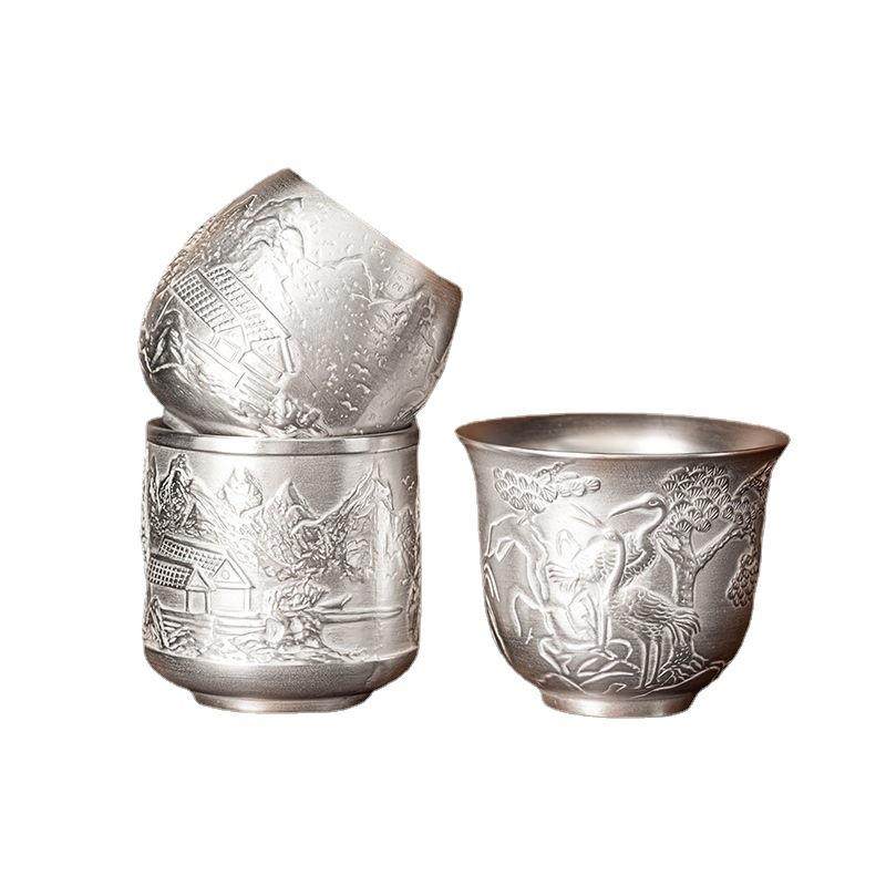 包银主人杯大号单杯纯手工鎏银杯子高档个人品茗杯养生功夫银茶盏,餐饮具,茶杯,淘宝优惠券,粉丝福利购,淘宝优惠卷