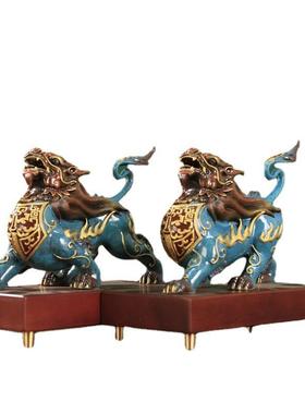 黄铜貔貅摆件一对铜貔貅皮丘客厅玄关家居办公室店铺开业装饰礼品