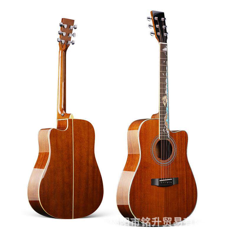 单板吉他工厂直销海浪帆船雕花云杉木桃花芯玫瑰木全单41寸40寸