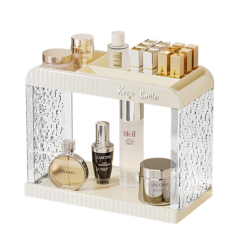 化妆品级容收纳盒高感面大量双层分桌格高瓶不受限桌面FD2497收纳