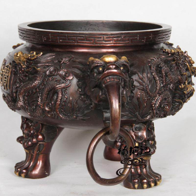 铜三足龙炉摆件香炉工艺品
