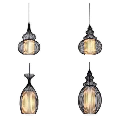 新中式鸟巢铁艺吊灯创意吧台酒店饭店餐厅吊灯loft复古工业风灯笼