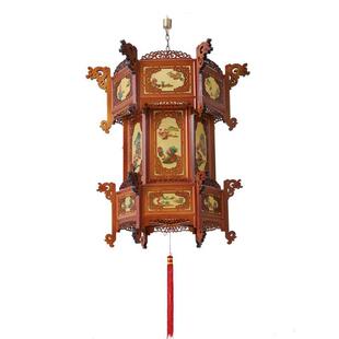 中式六角实木宫灯古风灯笼大全宫廷风春节新年大门走马灯印字广告