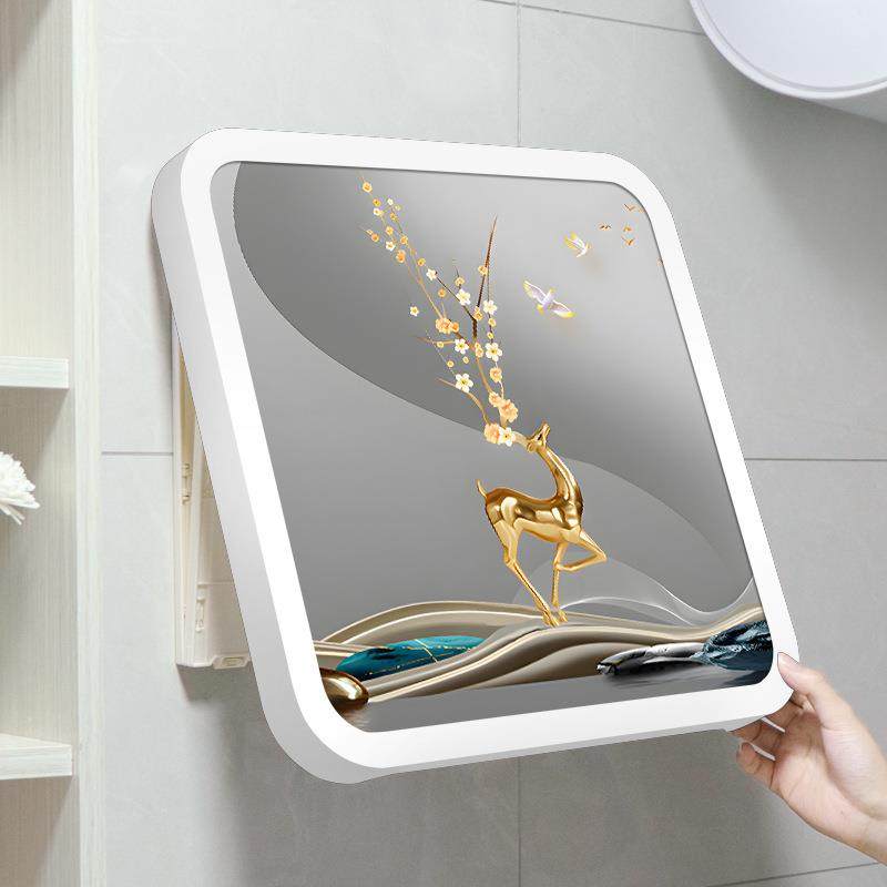 浴室挂画放干衣服折叠收纳柜防水卫生间置物架壁画放置收纳盒