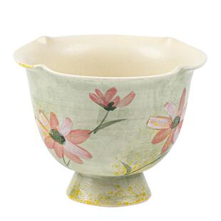 手绘雏菊花口杯高颜值品茗杯茶杯女士主人杯个人专用礼物高脚杯