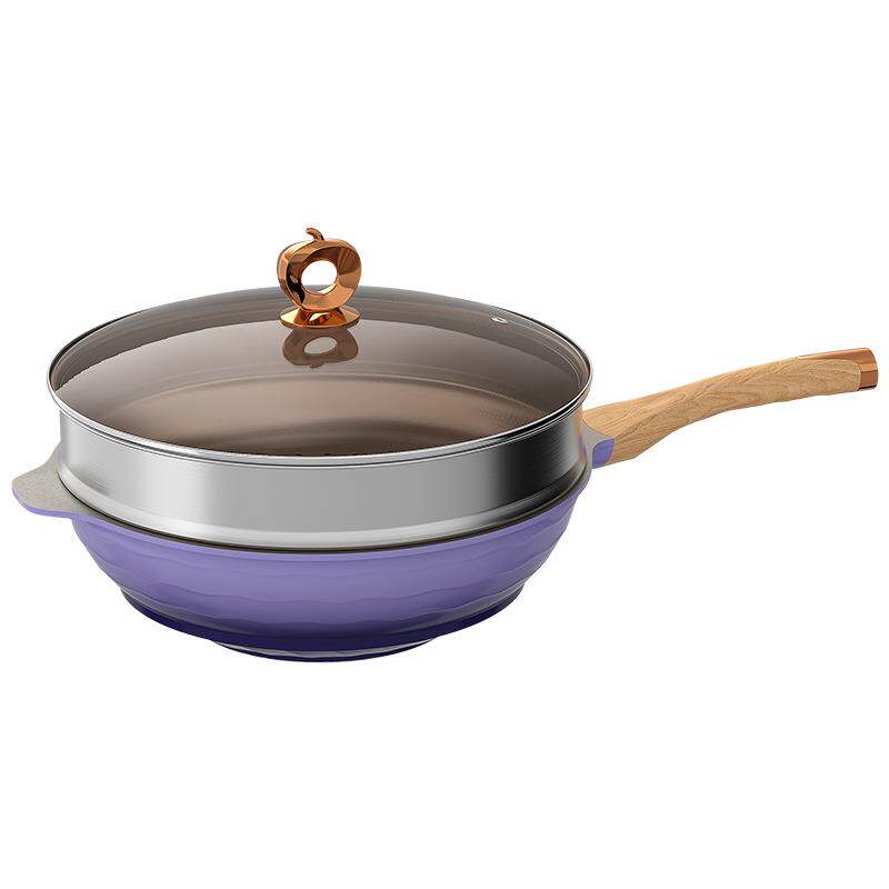 无涂层不粘锅大容量钛炒锅陶瓷锅多功能炖煮锅炒菜锅平底煎锅