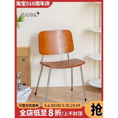 北欧餐椅实木靠背椅家用现代简约休闲化妆椅子铁艺ins餐桌椅凳子