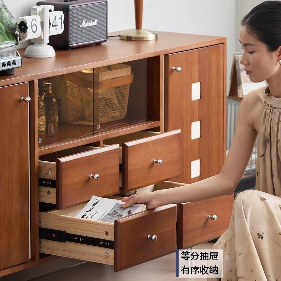 北欧实木餐边柜小户型收纳展示