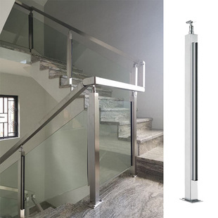 不锈钢立柱楼梯扶手玻璃栏杆免打孔自装现代简约阳台阁楼护栏立柱