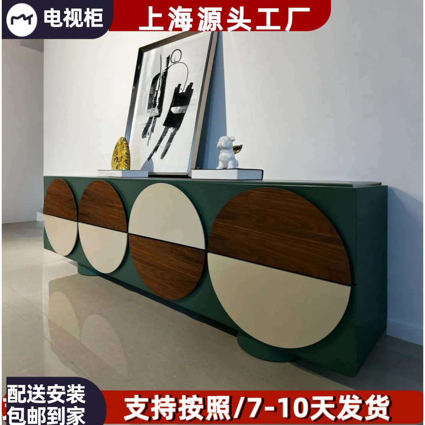 北欧烤漆落地电视柜家用实木客厅视听柜网红地柜小户型装饰储物柜
