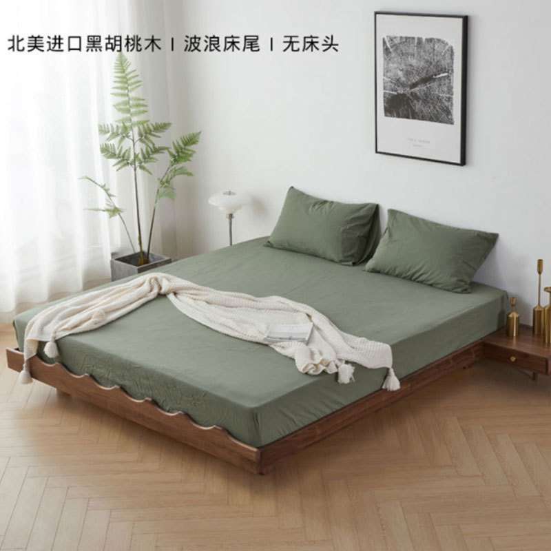 北美黑胡桃木简约全实木榻榻米矮床无靠背实木无床头床悬浮床架