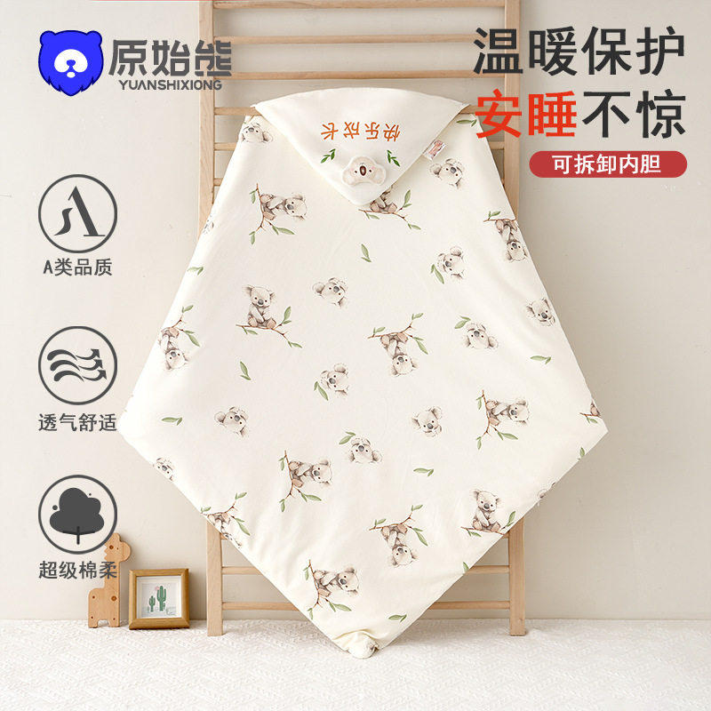 包巾A类纯棉新生儿包单初生宝襁褓巾秋冬盖毯产房包被可脱胆抱被