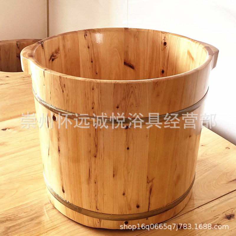 批发木桶厂家直供泡脚桶洗脚足浴盆香柏木实木制品30高足浴桶木盆