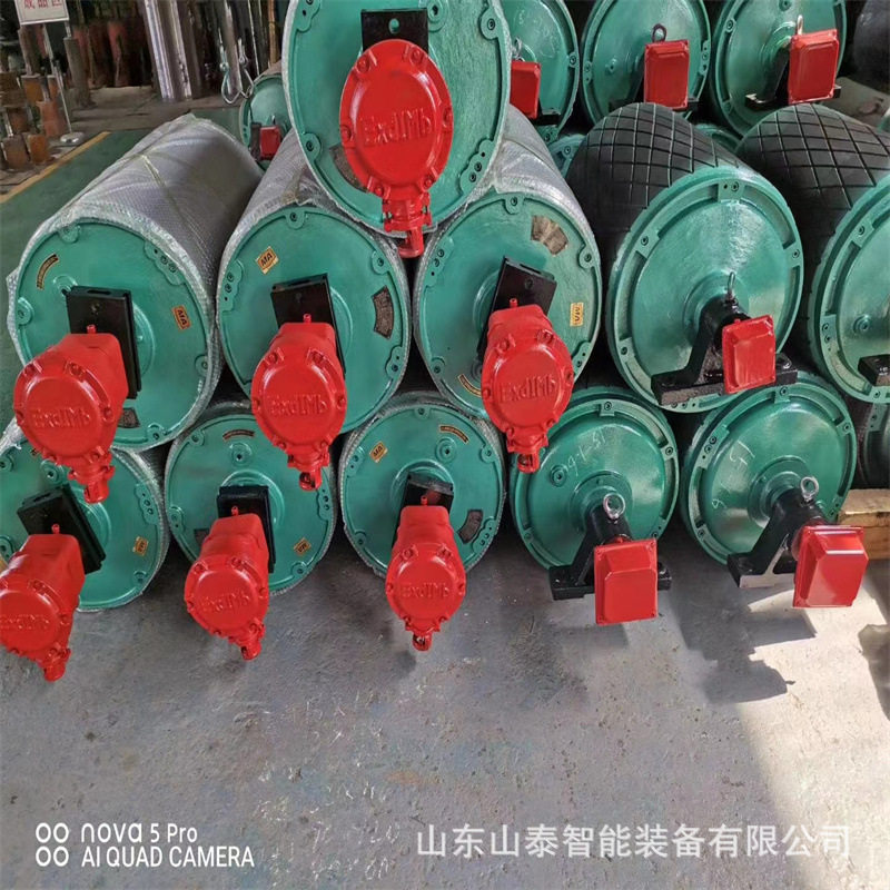 矿用电动滚筒传动改向包胶滚筒厂家直供煤矿输送带电动滚筒