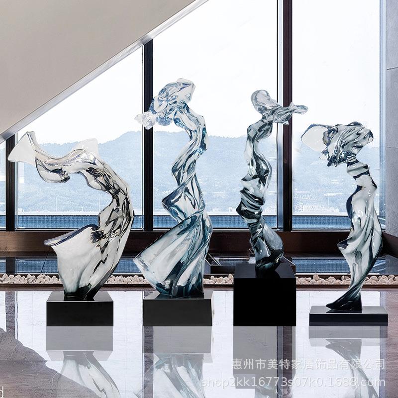 抽象艺术透明树脂雕塑装饰客厅玄关酒店别墅大堂落地大型软装摆件