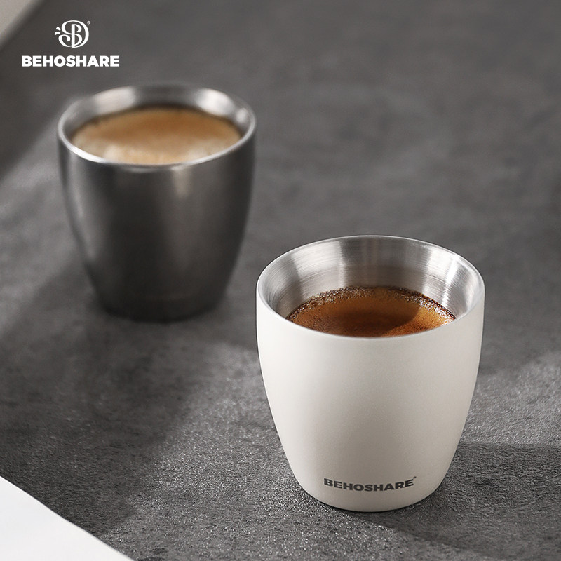 缤享不锈钢咖啡杯专用意式浓缩萃取杯家用双层防烫杯子茶杯小75ml