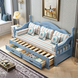 实木沙发床两用客厅多功能可伸缩双单人床坐卧两用床小户型抽拉