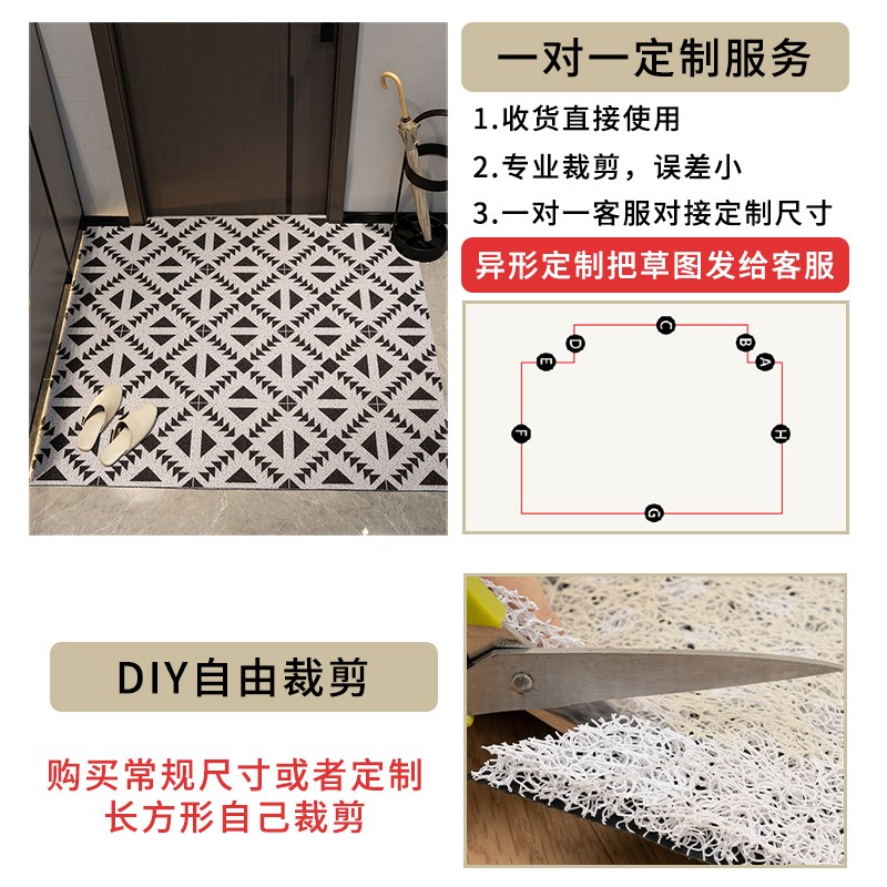 2024新款丝圈除尘入户门地垫防滑脚垫家用进门口毯玄关可裁剪耐脏