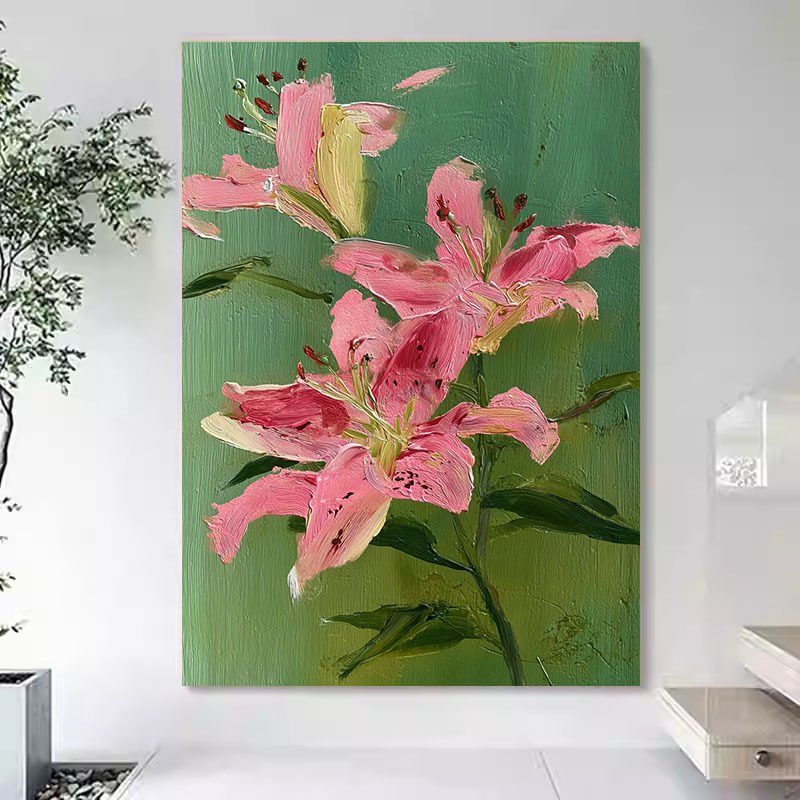 顺丰《花开富贵》手绘油画现代简约玄关入户走廊装饰画客厅挂画