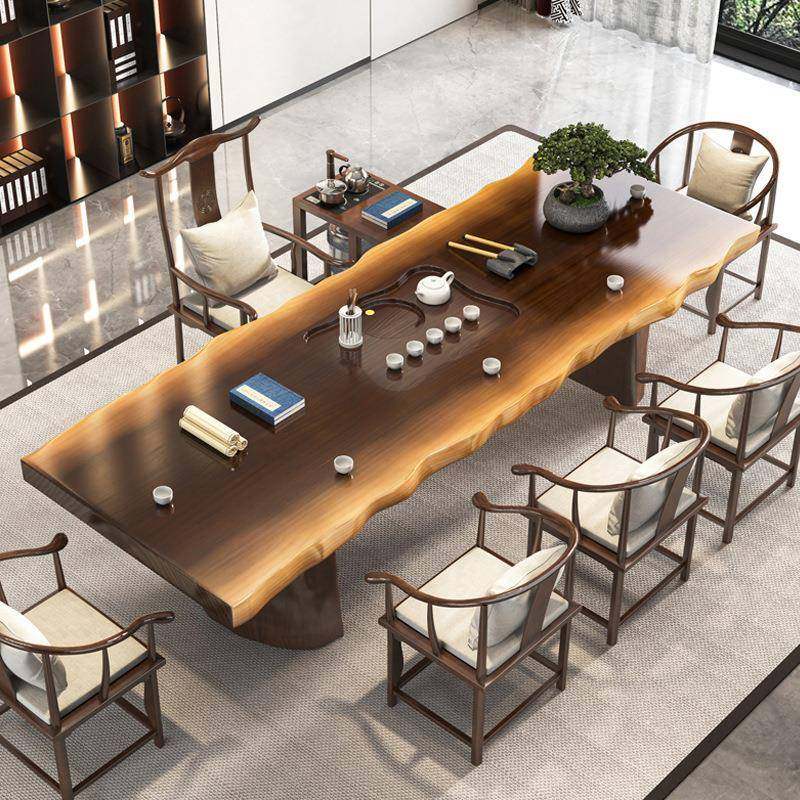 新中式茶桌家用带茶盘全实木茶桌椅组合办公室自然边大板泡茶桌椅,农机/农具/农膜,其它农用工具,淘宝优惠券,粉丝福利购,淘宝优惠卷