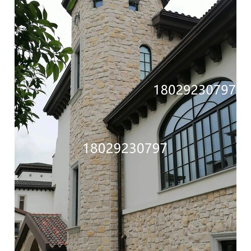 新中式别墅自建房拱形钢窗法式复古断桥铝老钢窗弧形门窗装饰