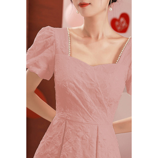 速发酒色礼服订婚连衣裙日伴可穿端庄大气敬粉服新娘回门便装常娘