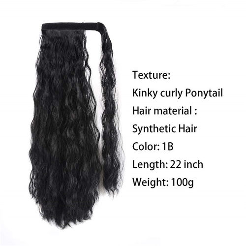 Long Curly tail Natural hair extension Wrap On Clip Hair tai