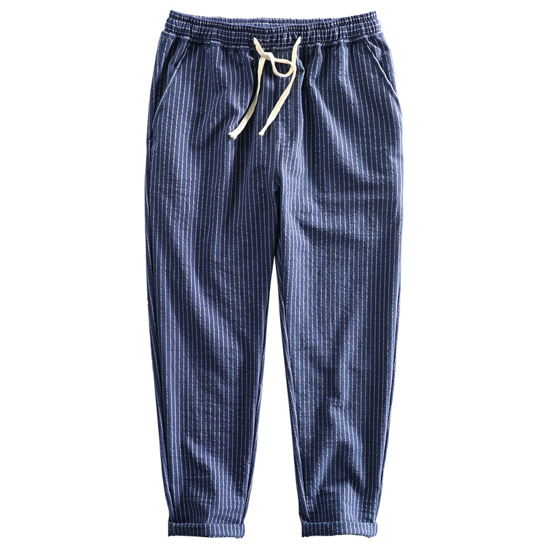 2022 Summer Thin Linen Casual Harem Pants Men Clothing Ankle