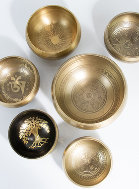 尼泊尔手工全套颂钵音钵音疗瑜伽禅修打坐采耳梵音佛音铜磬钵盂碗