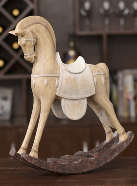推荐出口欧美轻奢木马雕塑艺术摆设简约北欧室内装饰复古动物摆件