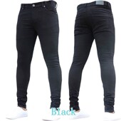 Waist Streetwear Skinny Men Elastic Casual Jeans Black Jogge
