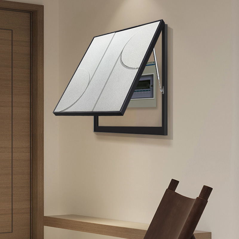 侘寂风2022新款电表箱装饰画液压式竖版弱电箱电表盒推拉遮挡挂画