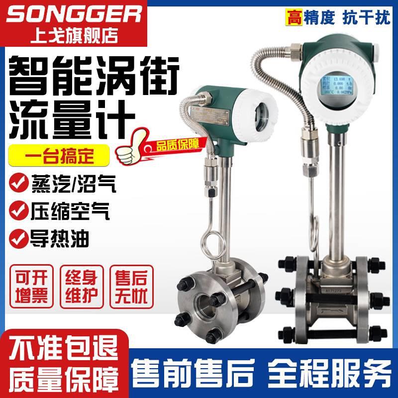 新品智能涡街流量计蒸汽压缩空气气体计量表数显管道式DN25/32/40
