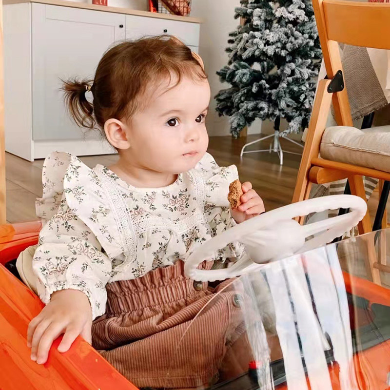 2Pcs Lace Ruffle Cute Baby Romper With Hat Set Infant Vintag