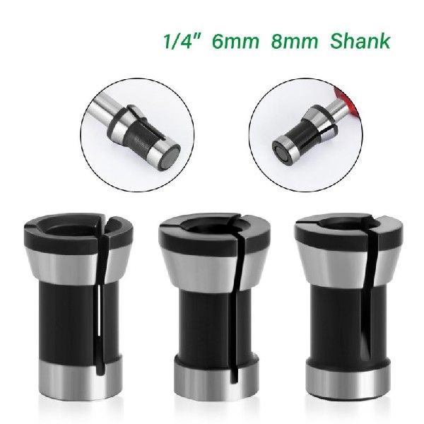 3PCS High Precision Adapter Collet 8mm 6.35mm 6mm Collets
