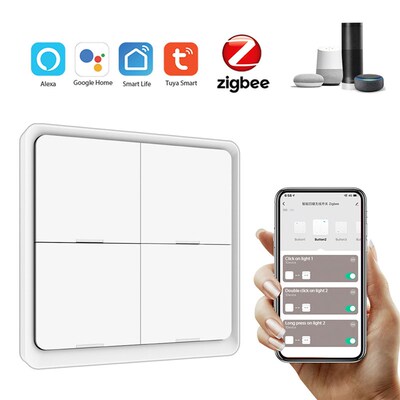 Tuya ZigBee Wireless Scene Switch 4 Gang Scenario Switch 4 R