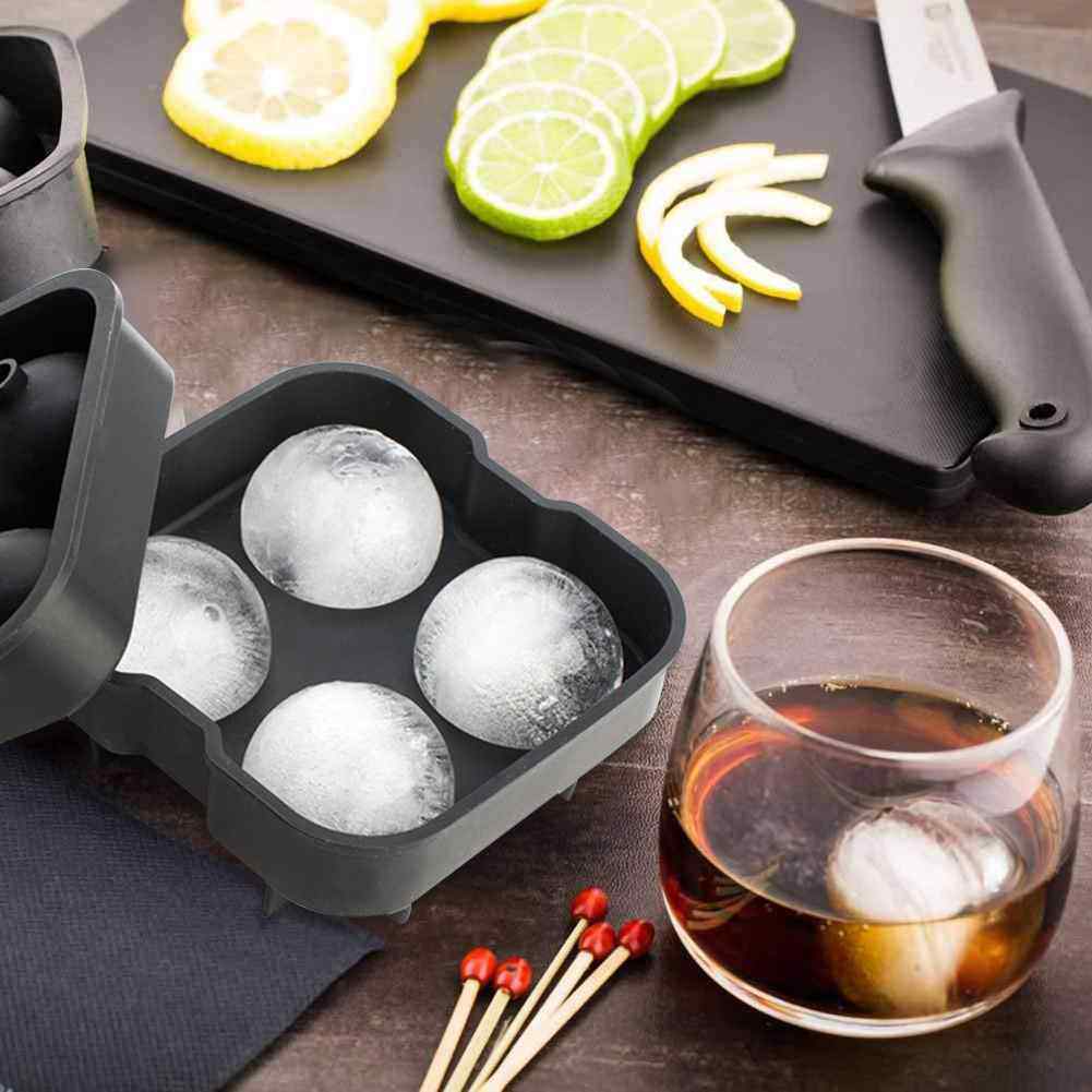 4 Cell Ice Ball Mould Silicone Ice Cube Trays Whiskey Ball M