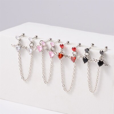 1PC Surgical Steel CZ Gem Ear Tragus Cartilage Piercing Zirc