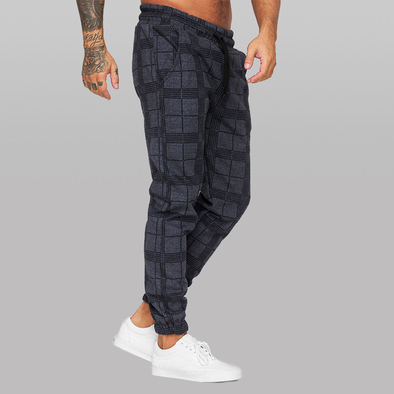 2022 New Jogger Mens Casual Pants Plaid Trousers Fashion St