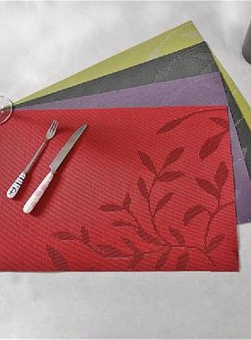 PVC Leaf Pattern Placemats For Dining Table Cup Wine Dish