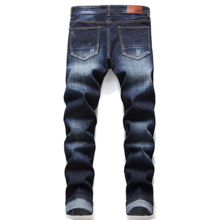 New MenS Jeans Pants Splicing  Denim Trousers Biker High Qu