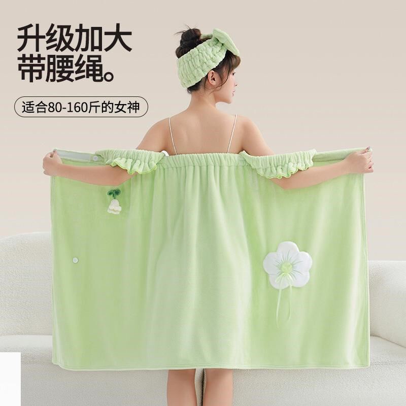 浴巾女可穿式浴袍非纯棉吸水速干吊带浴裙可爱2025新款洗澡裹全身