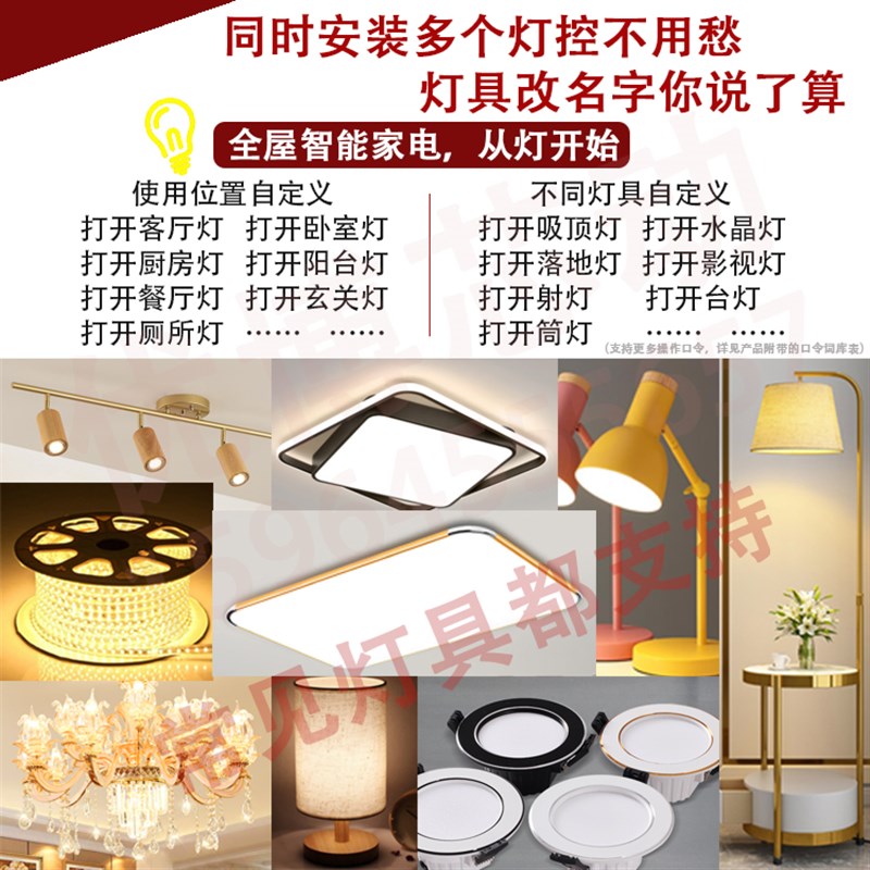 不需联网家庭e语音开关智能电源控制器离线吸顶灯led说话声控识别
