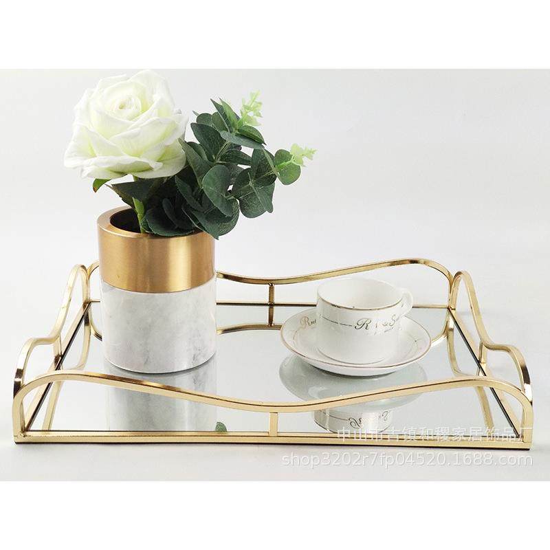 高档金属镜面托盘样板房家居软装饰品摆件化妆品桌面摆件收纳,家居饰品,装饰摆件,淘宝优惠券,粉丝福利购,淘宝优惠卷