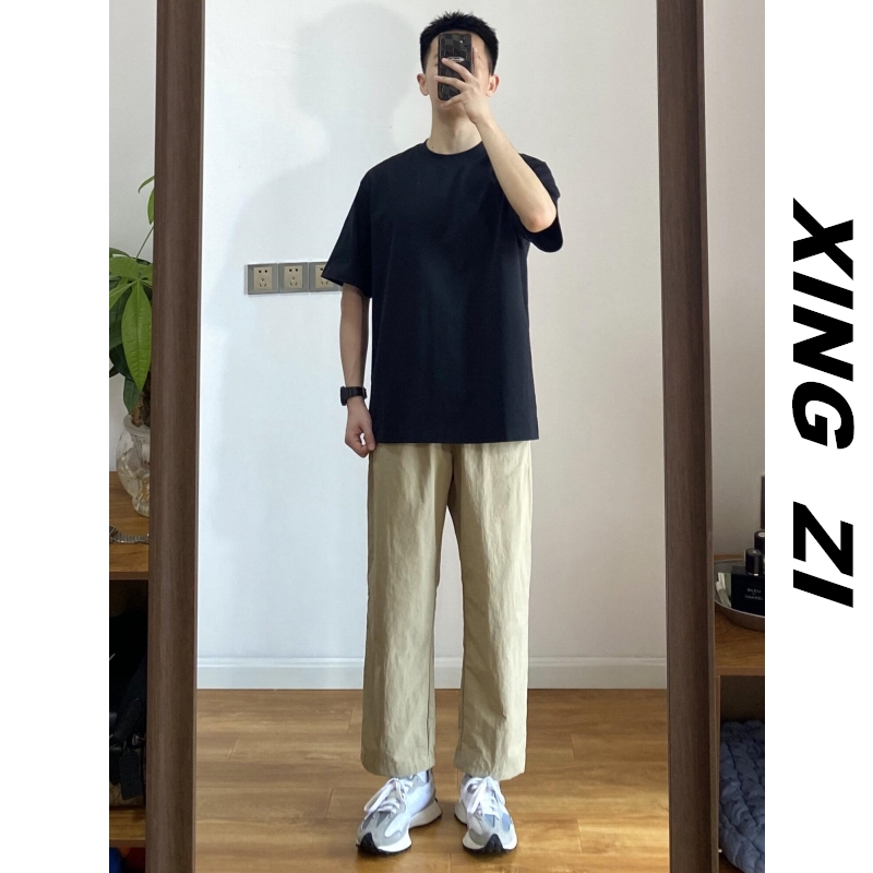 夏季小个子九分裤休闲裤男款直筒薄款宽松百搭潮流高品质透气裤子