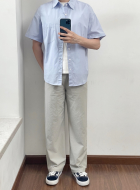 98裤长冰丝休闲裤男生春夏小个子直筒宽松长裤薄款凉感速干冰丝裤