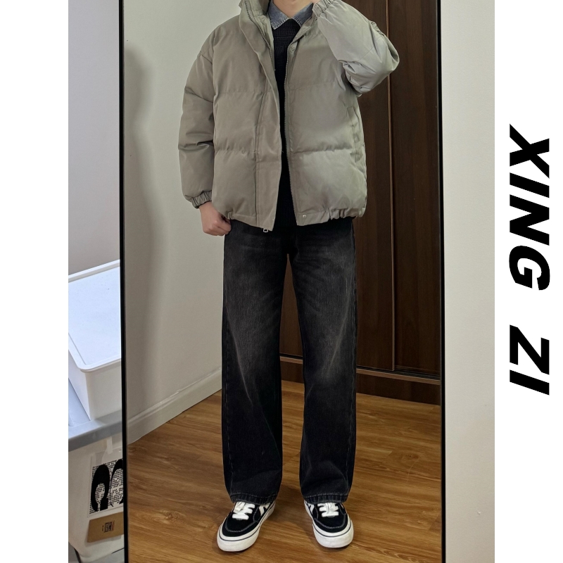 冬季纯色立领棉服男款宽松外套女