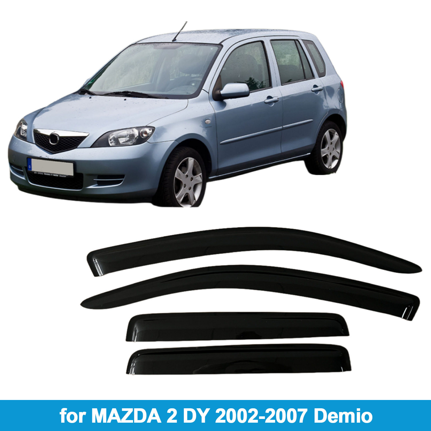 适用马自达MAZDA2DemioDY2002-2007晴雨挡侧窗导流板雨眉加厚