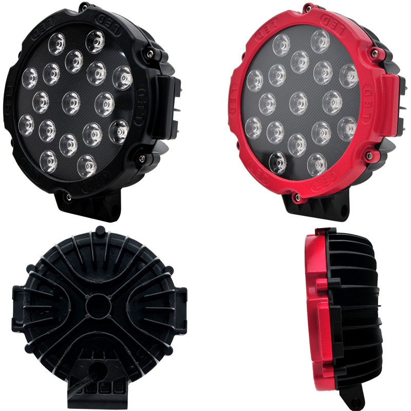 LED工作灯汽车货车工程灯12V24V越野车顶前杠中网射灯7寸51W圆形